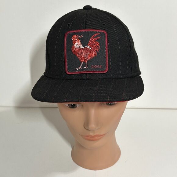Goorin Bros Hat Red Rooster Black Pinstriped Wool The Farm Snapback Cap - Picture 2 of 11